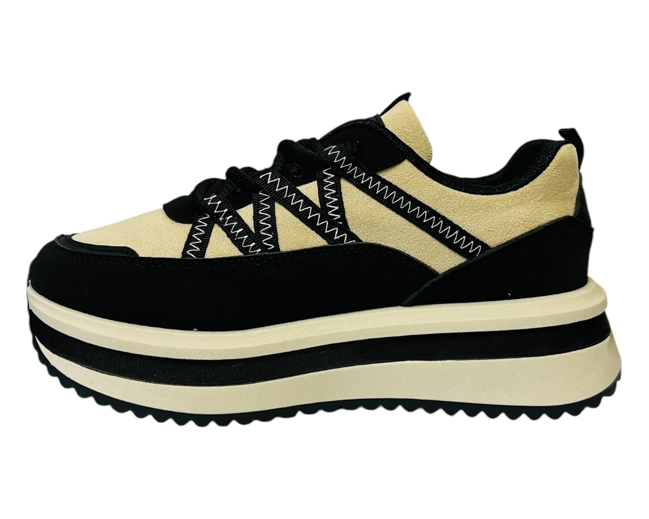 Women's Platform Faux Leather Lace Up Trainers