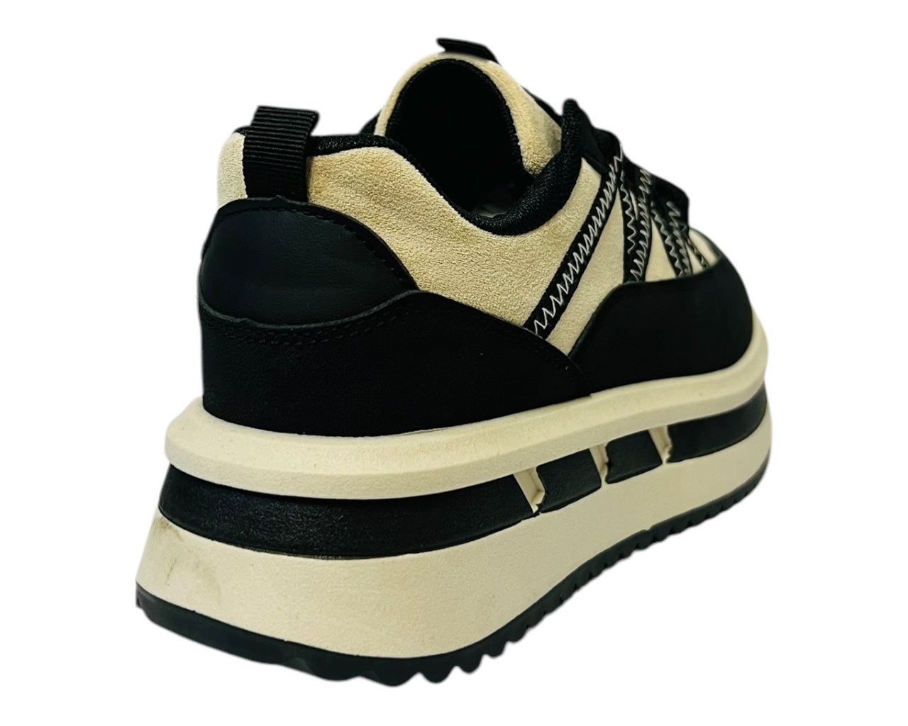 Women's Platform Faux Leather Lace Up Trainers