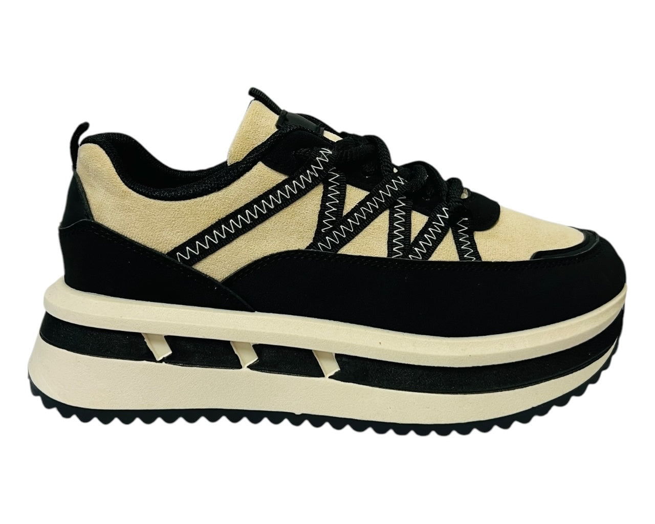 Women's Platform Faux Leather Lace Up Trainers