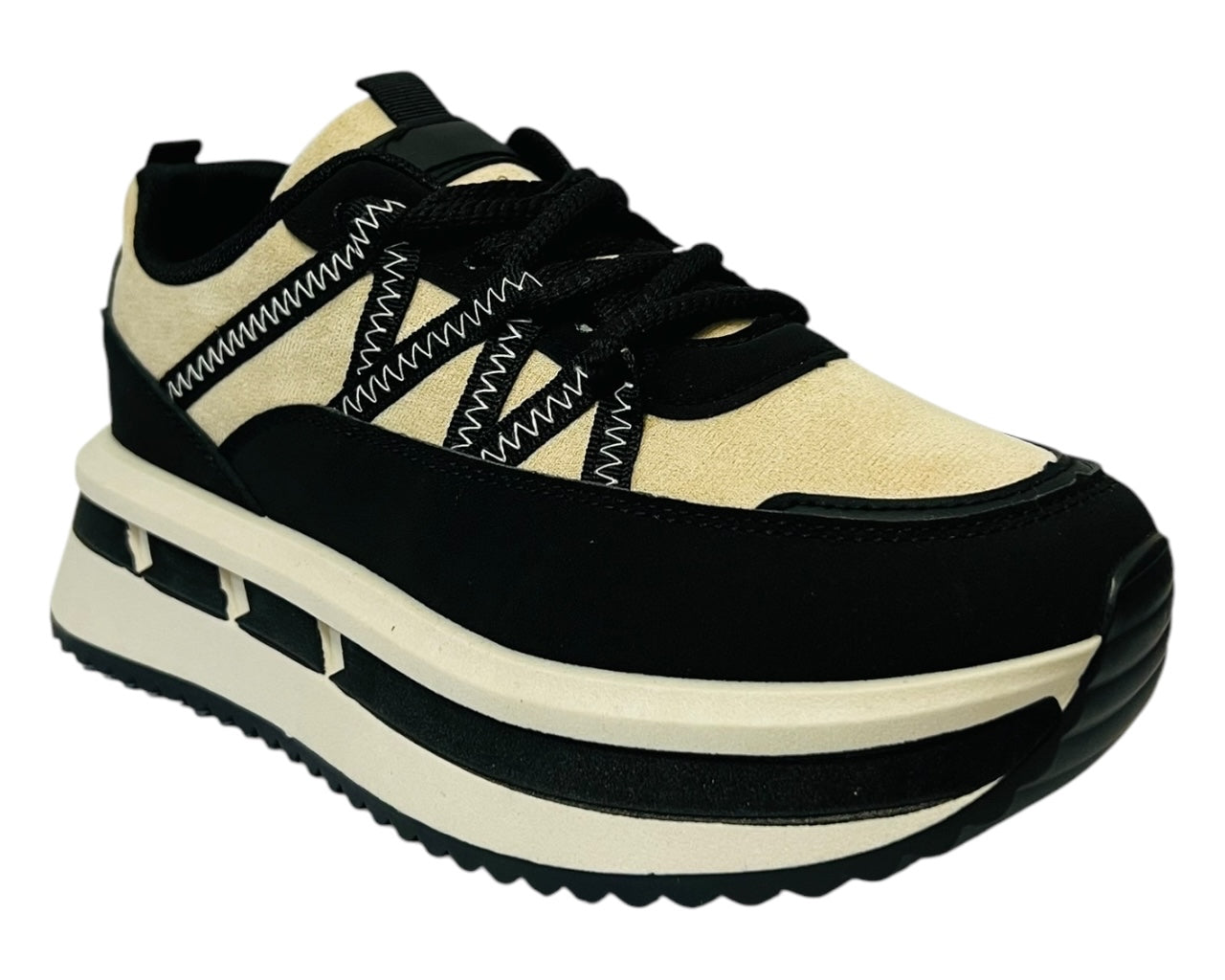 Women's Platform Faux Leather Lace Up Trainers