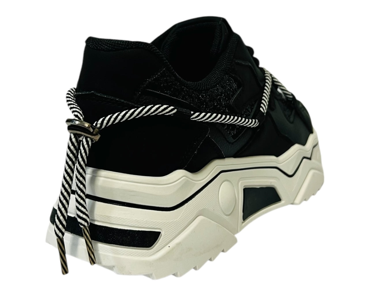 Women's Faux Leather Chunky Sole Lace Up Sparkle Trainers