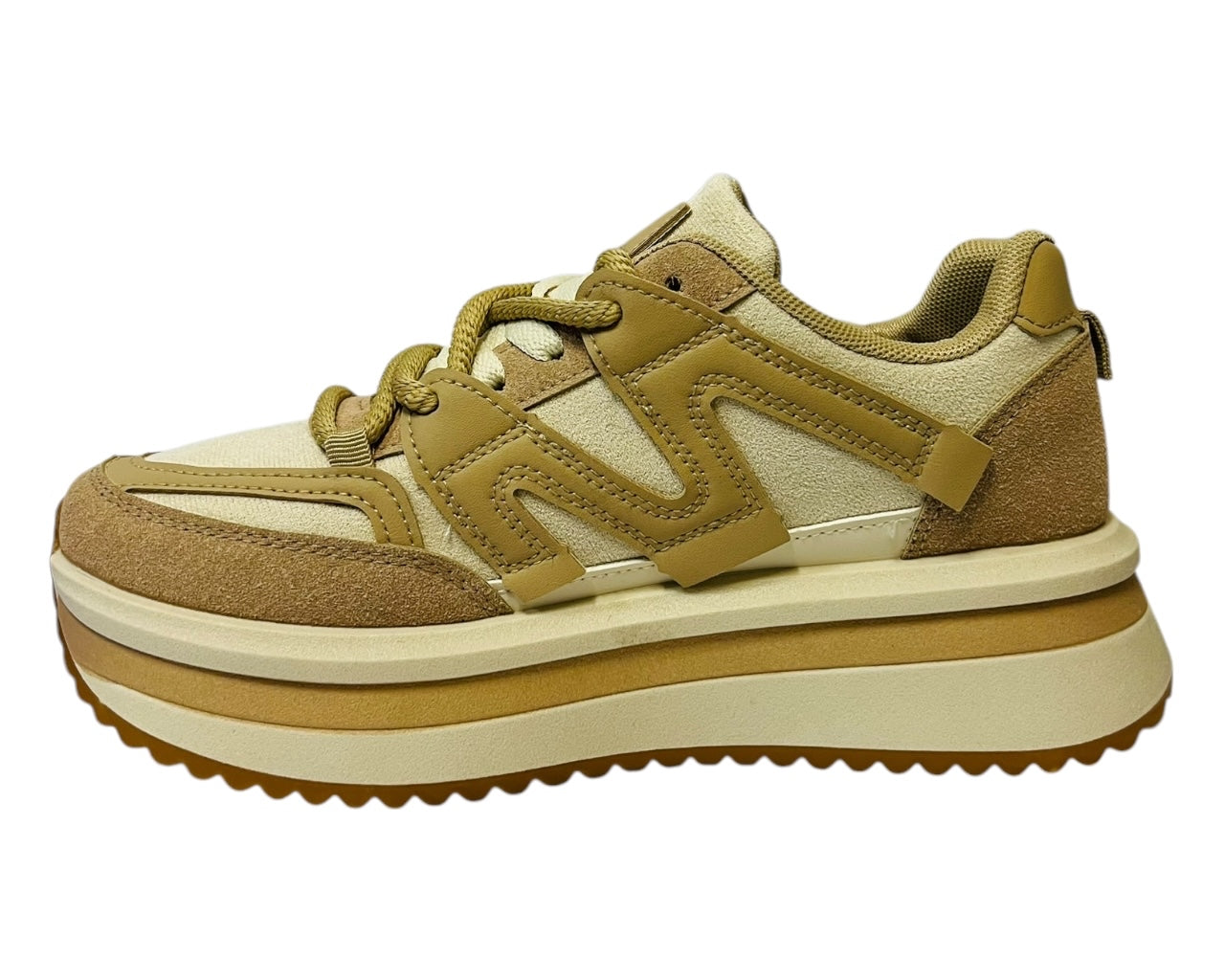 Womens Faux Leather Lace Up Platform Trainers
