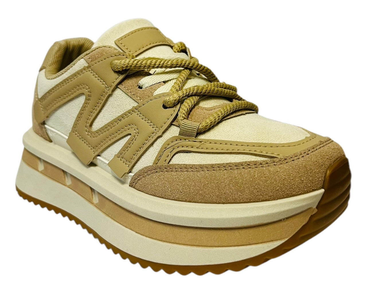 Womens Faux Leather Lace Up Platform Trainers