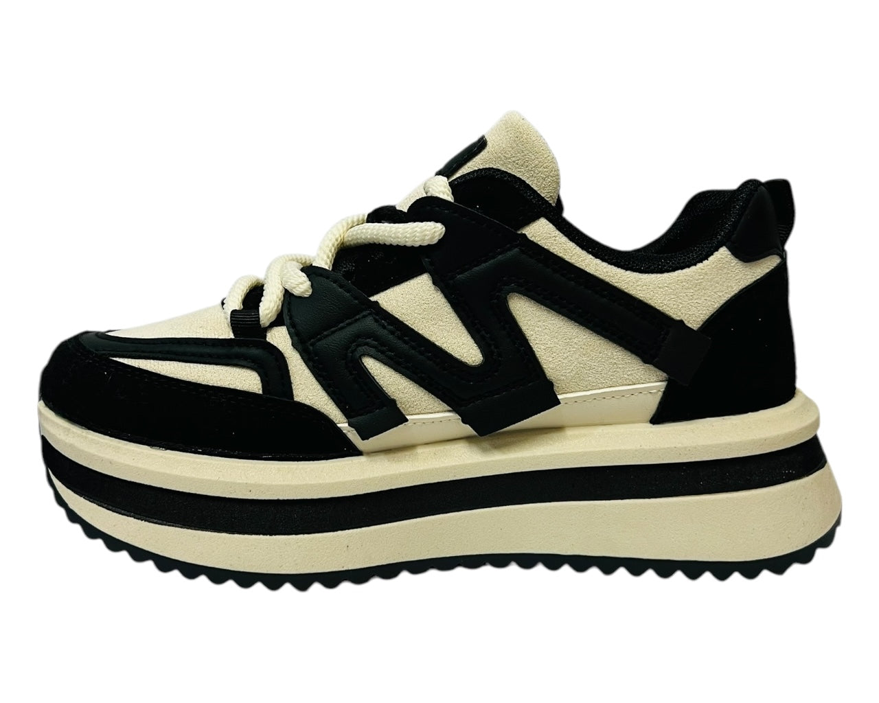 Womens Faux Leather Lace Up Platform Trainers