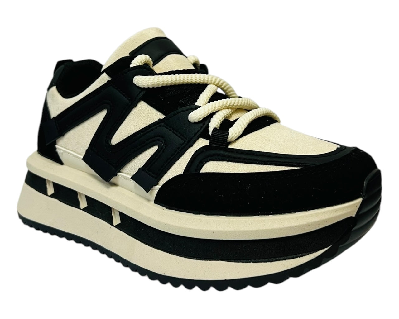 Womens Faux Leather Lace Up Platform Trainers