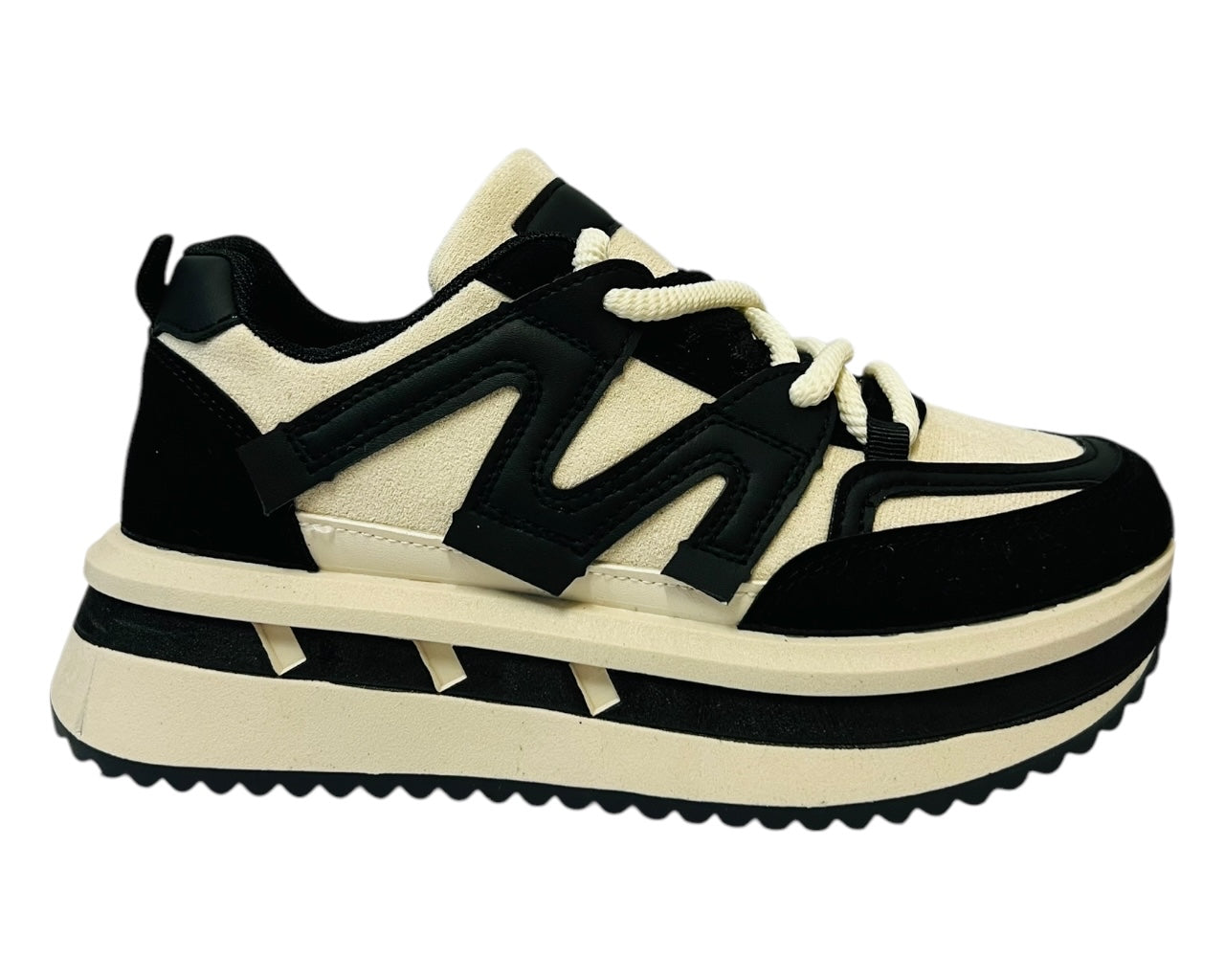 Womens Faux Leather Lace Up Platform Trainers