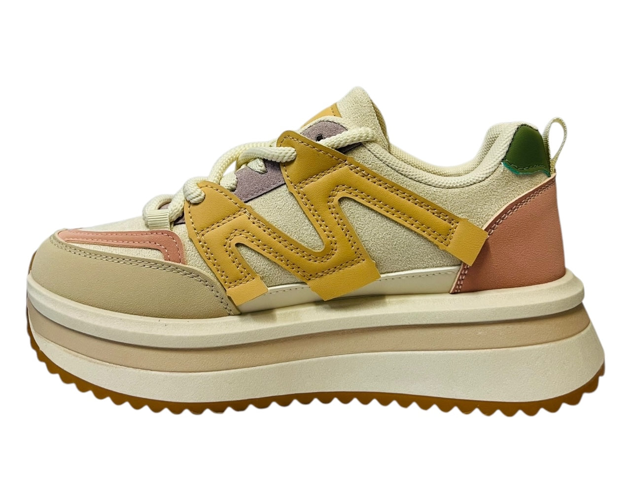 Womens Faux Leather Lace Up Platform Trainers