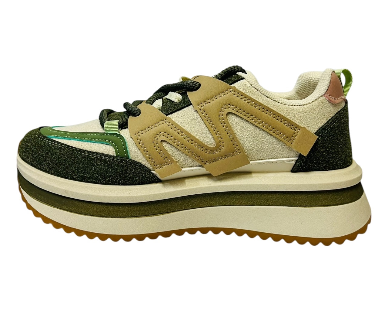 Womens Faux Leather Lace Up Platform Trainers