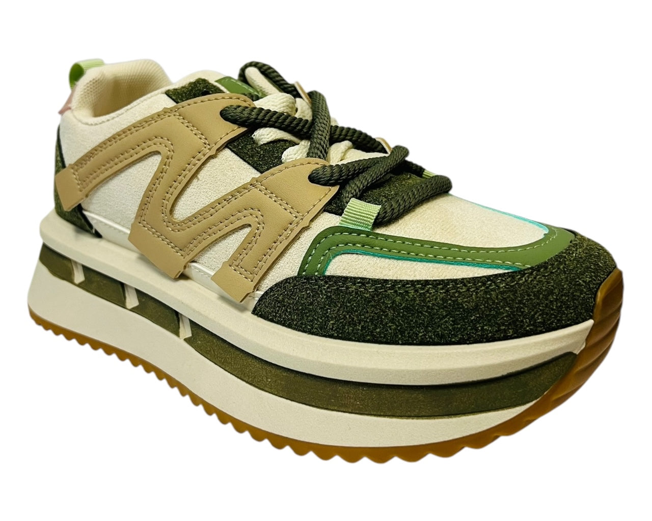 Womens Faux Leather Lace Up Platform Trainers