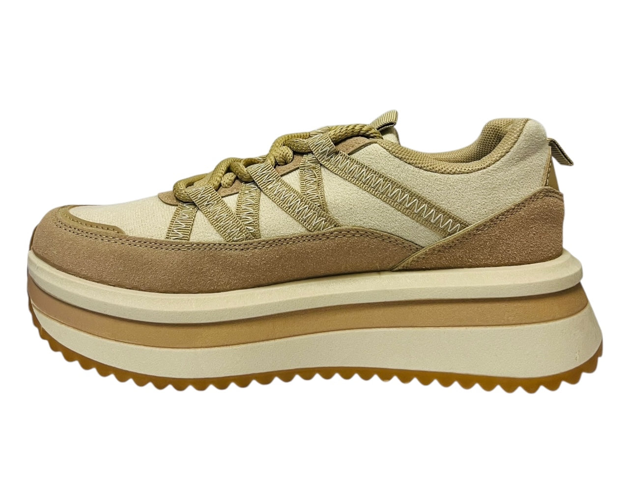 Women's Platform Faux Leather Lace Up Trainers