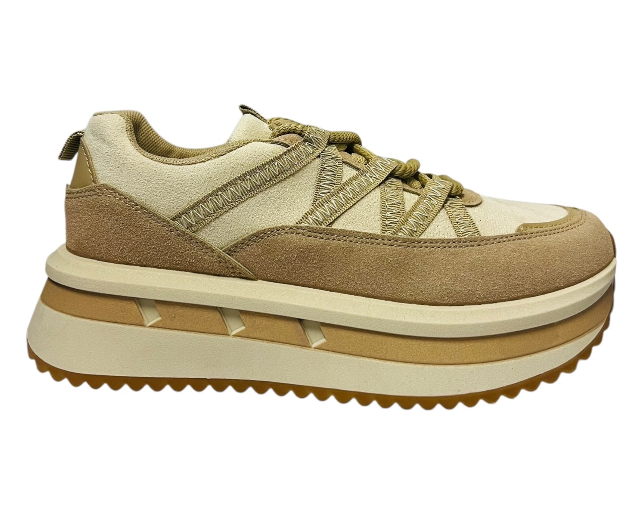 Women's Platform Faux Leather Lace Up Trainers