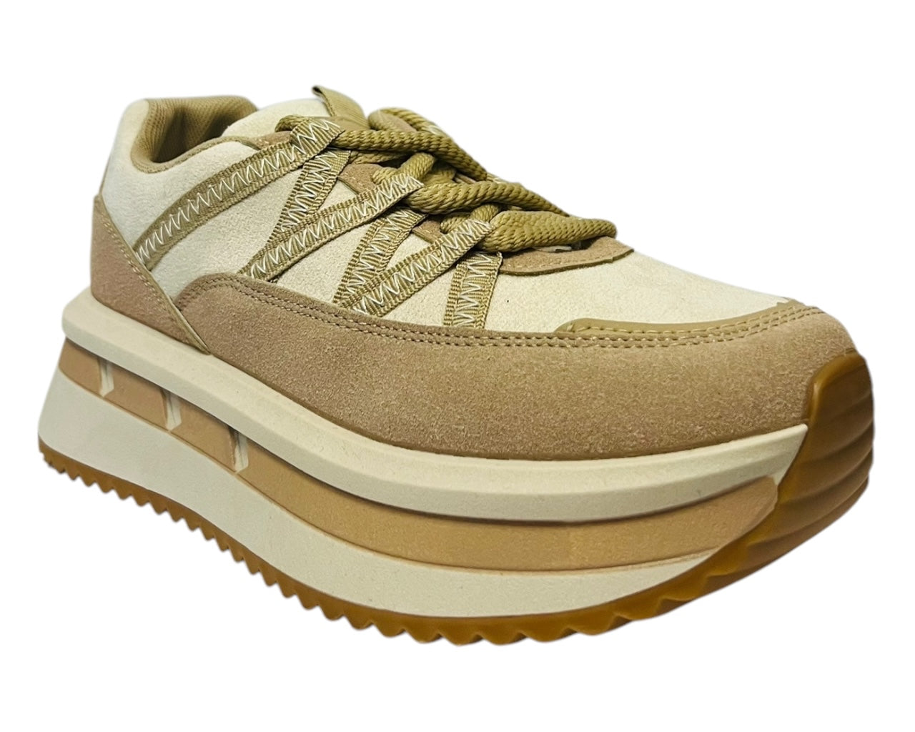 Women's Platform Faux Leather Lace Up Trainers