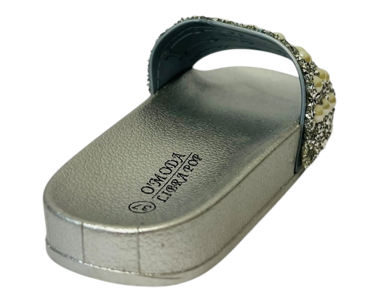 Women's Faux Leather Lightweight Flat Glitter Sliders