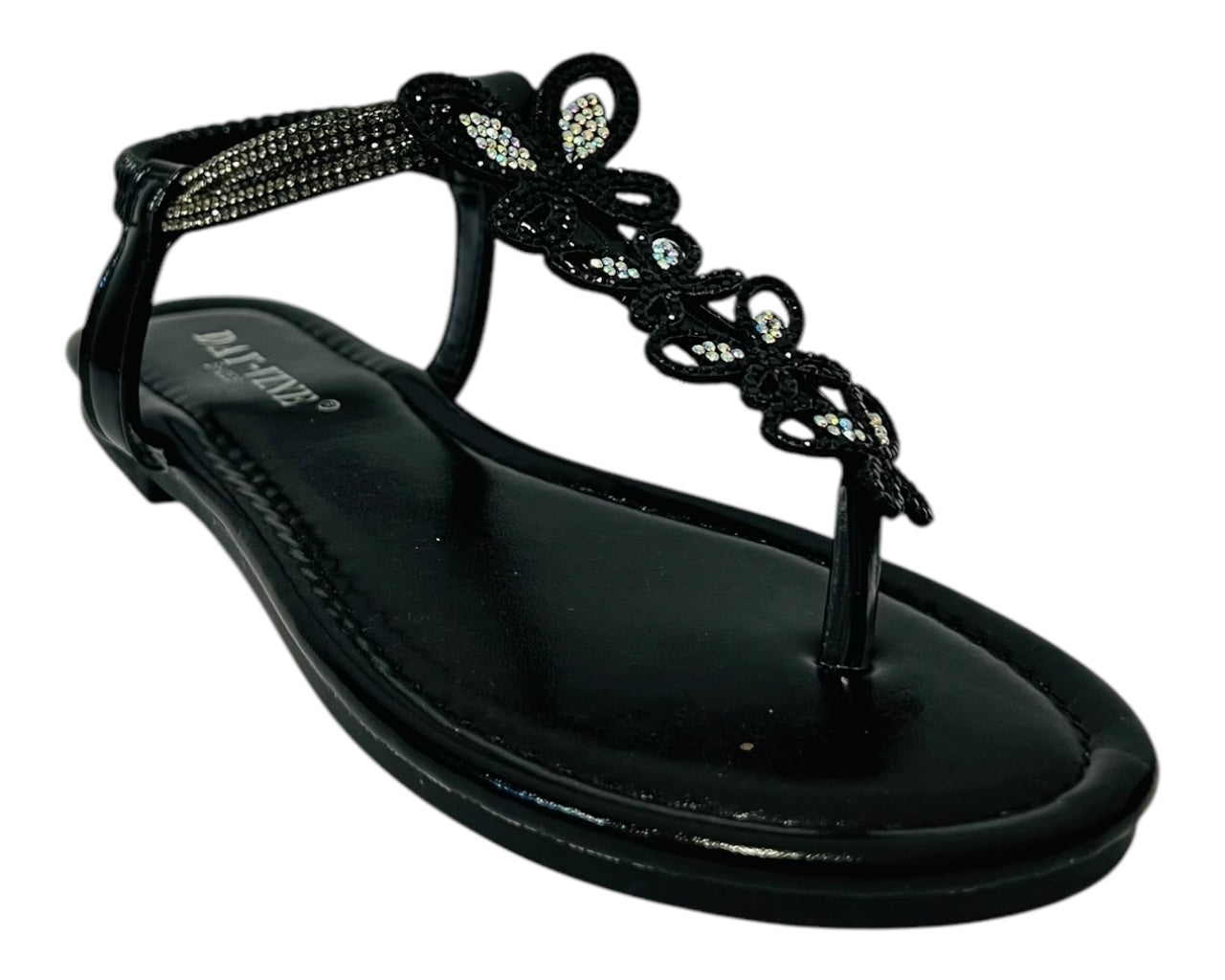 Women's Rhinestone Elastic Ankle Strap Lightweight Thong Sandals
