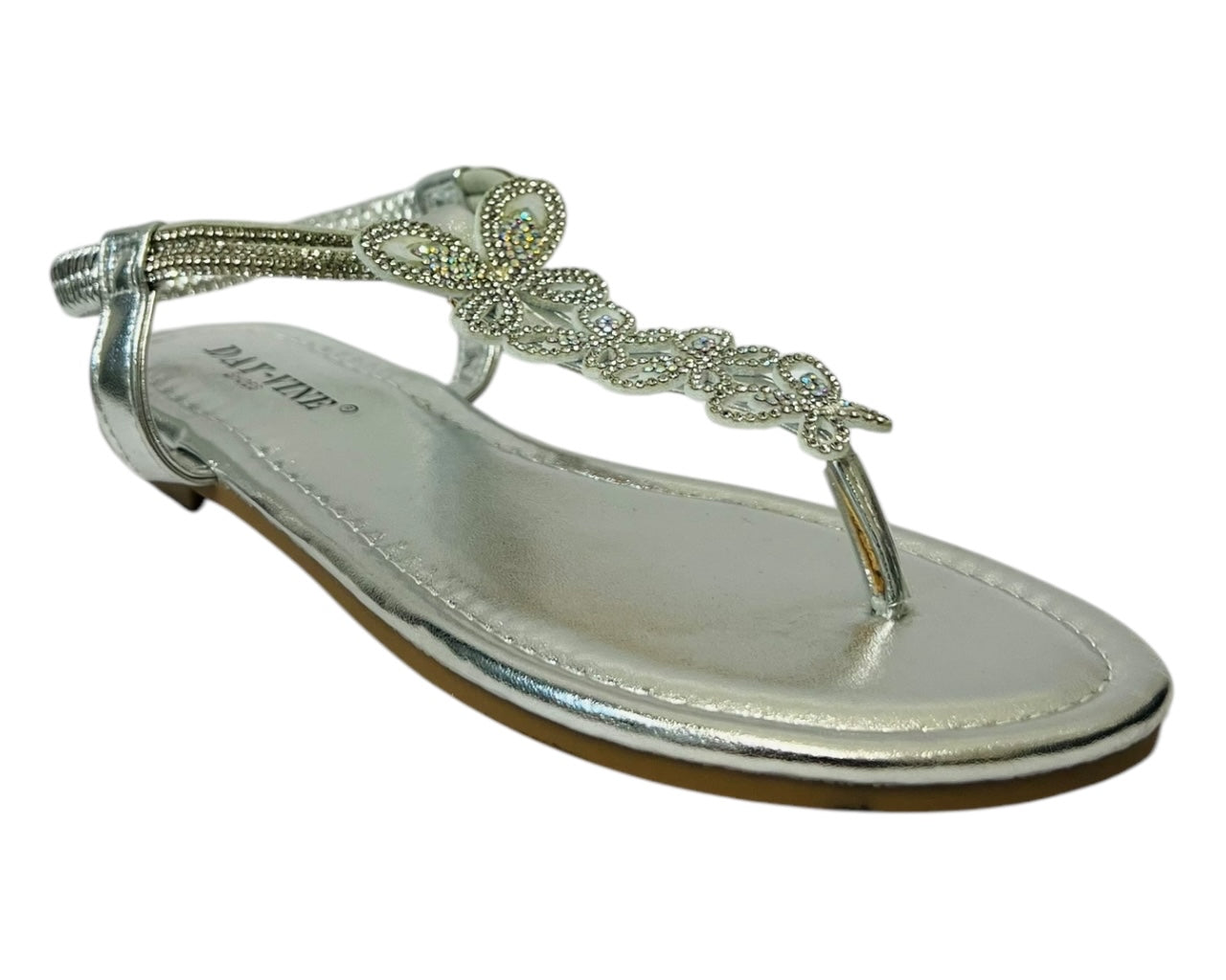 Women's Rhinestone Elastic Ankle Strap Lightweight Thong Sandals