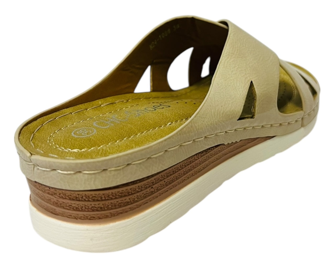 Women's Lightweight Cross Strap Patent Wedge Slider