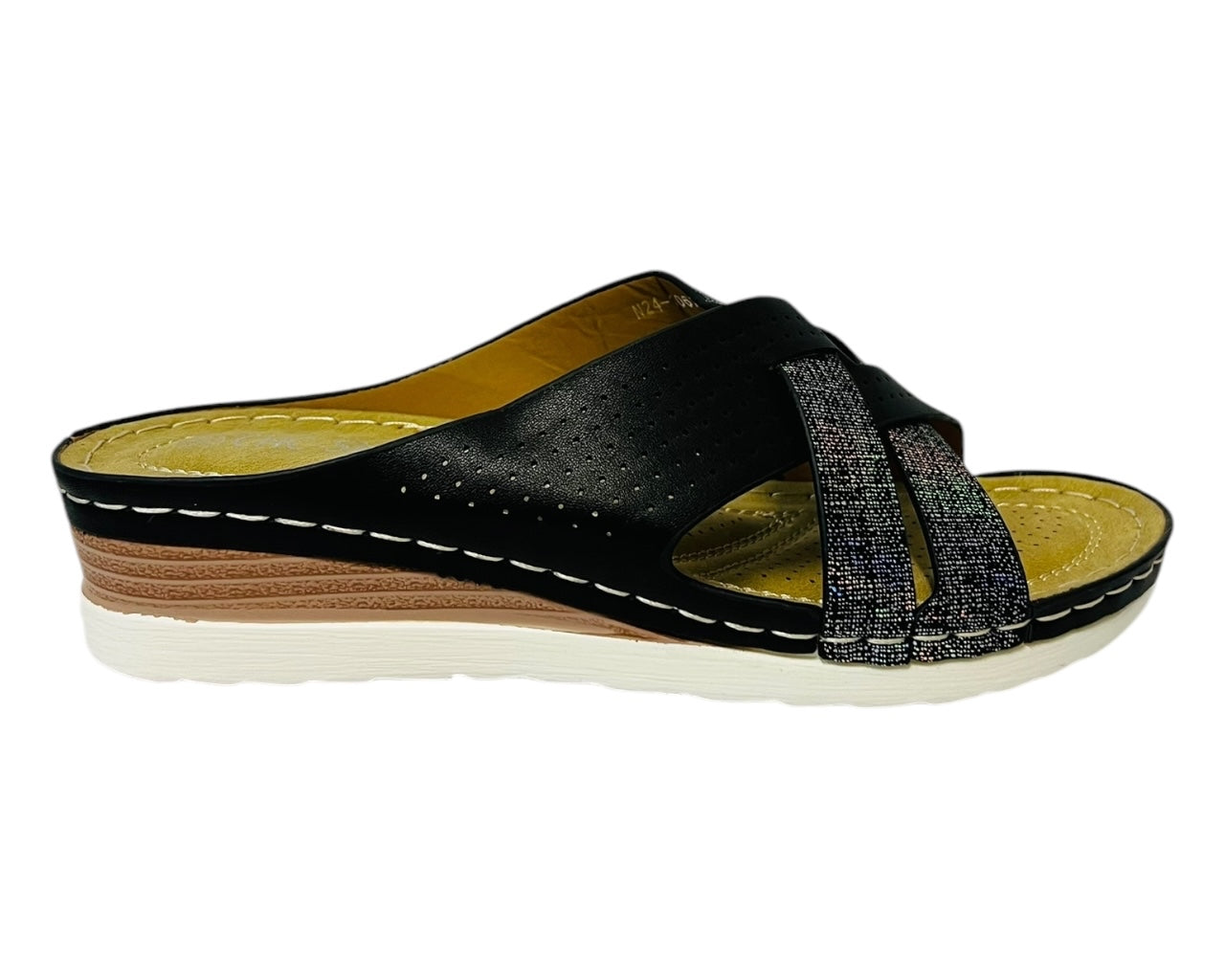 Women's Lightweight Cross Strap Mules Wedge Slider