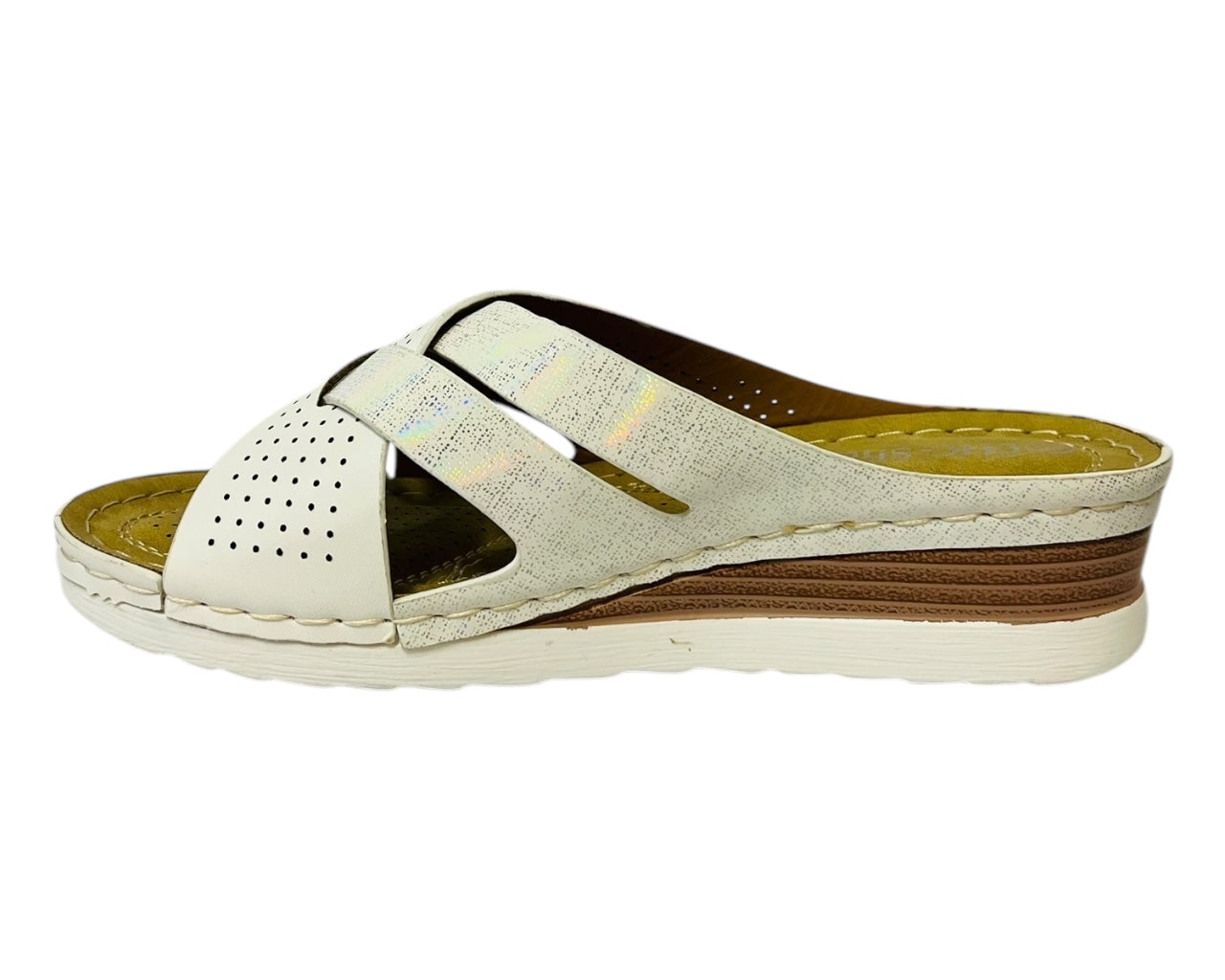 Women's Lightweight Cross Strap Mules Wedge Slider