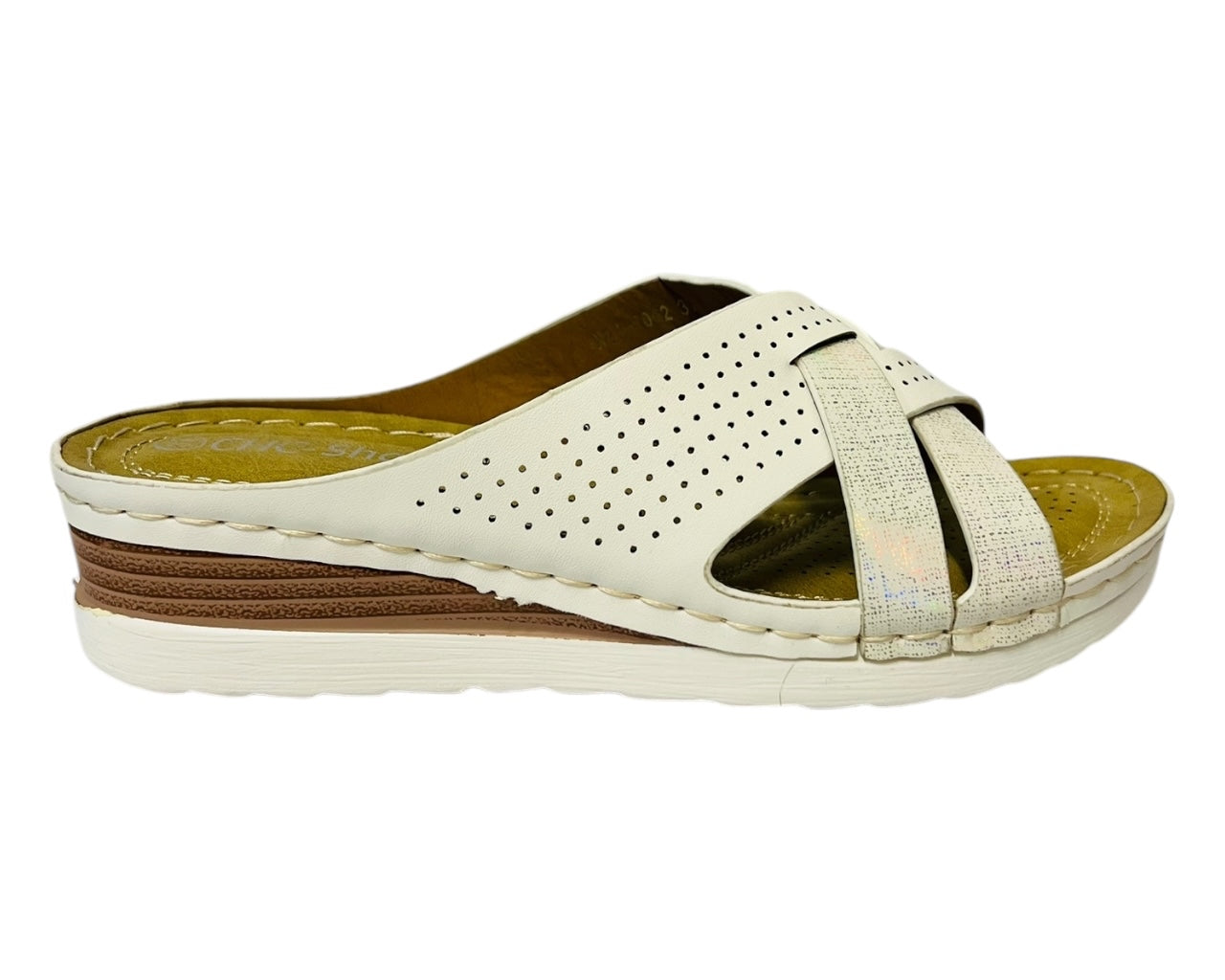 Women's Lightweight Cross Strap Mules Wedge Slider