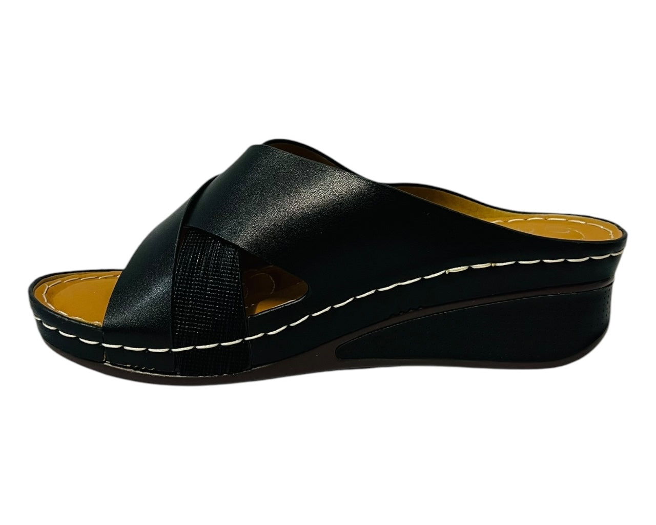 Women's Lightweight Cross Strap Mules Wedge Slider