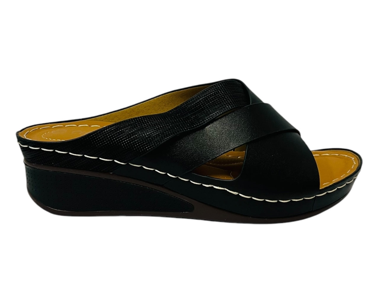 Women's Lightweight Cross Strap Mules Wedge Slider