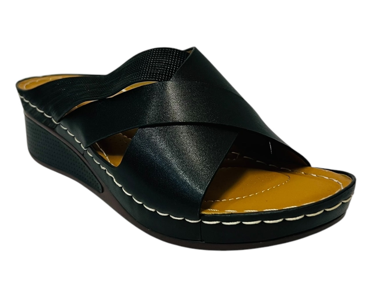 Women's Lightweight Cross Strap Mules Wedge Slider