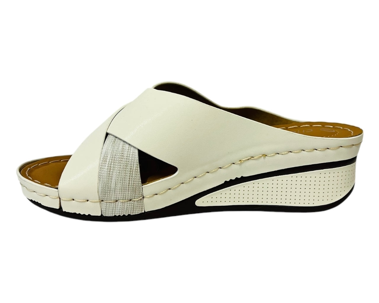 Women's Lightweight Cross Strap Mules Wedge Slider