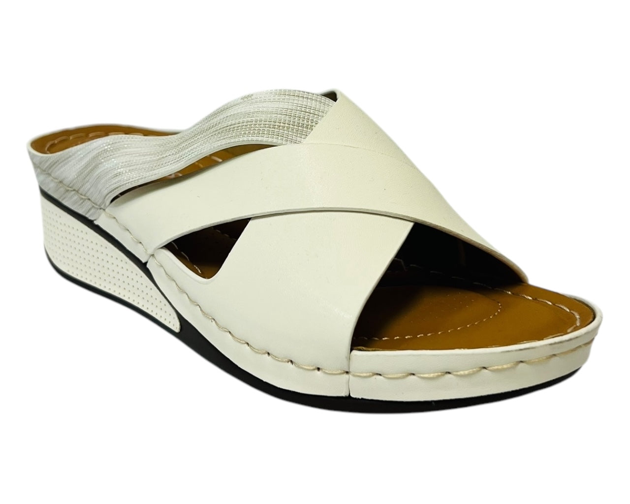 Women's Lightweight Cross Strap Mules Wedge Slider