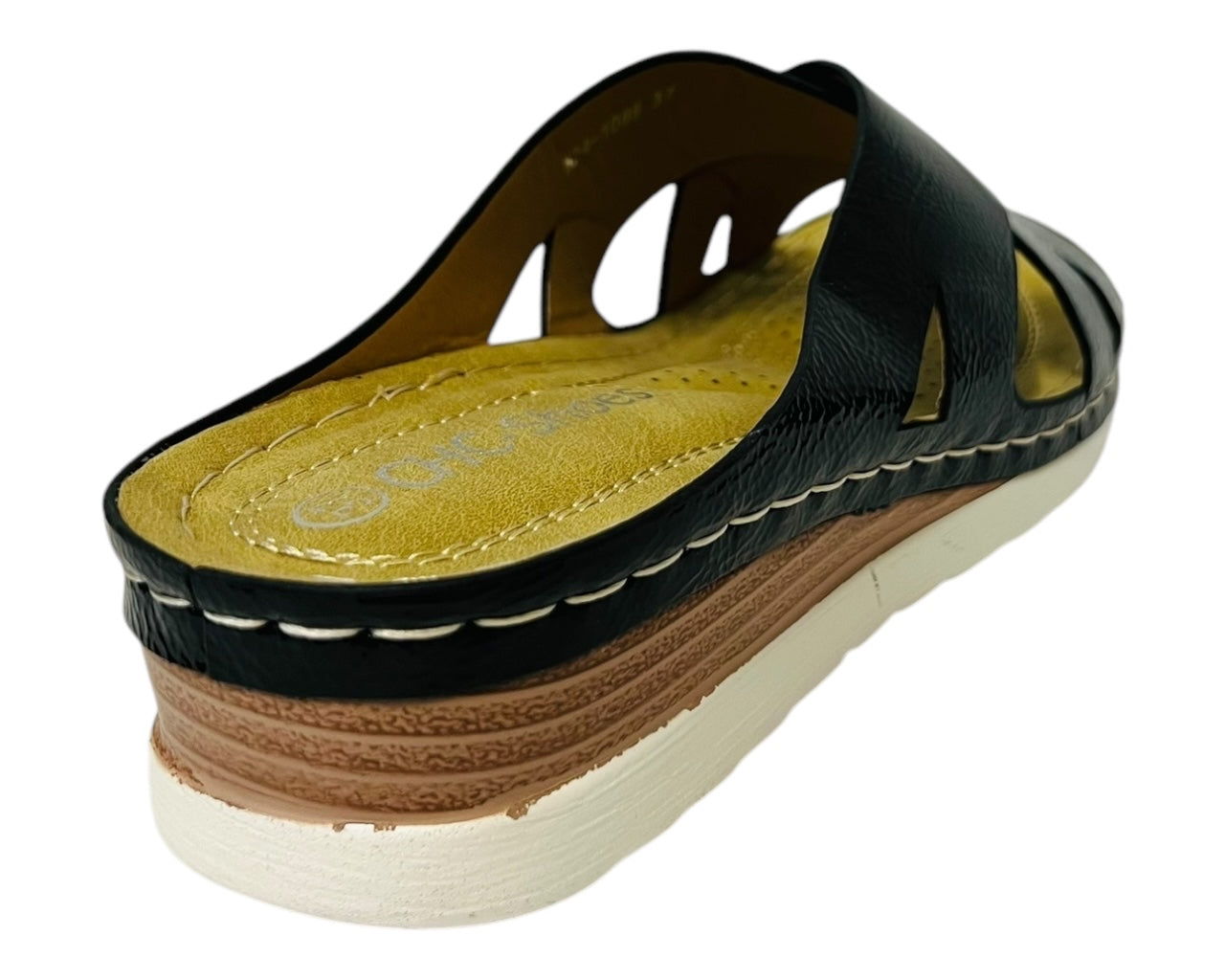 Women's Lightweight Cross Strap Patent Wedge Slider