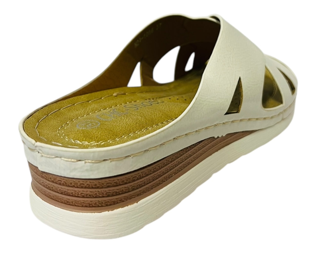 Women's Lightweight Cross Strap Patent Wedge Slider
