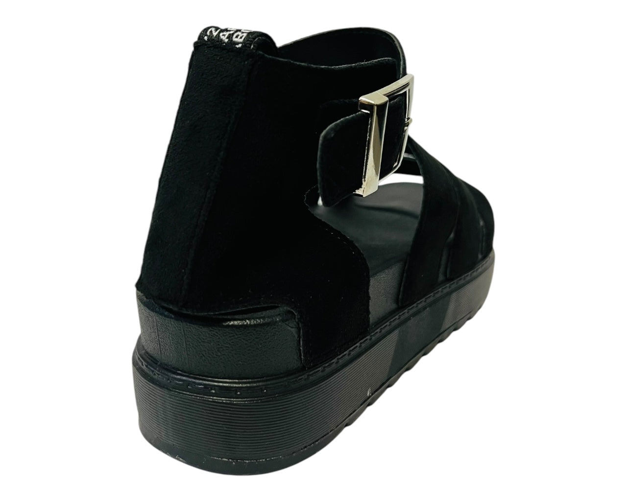 Women's Faux Leather Suede Chunky Sole Gladiator Sandals Black