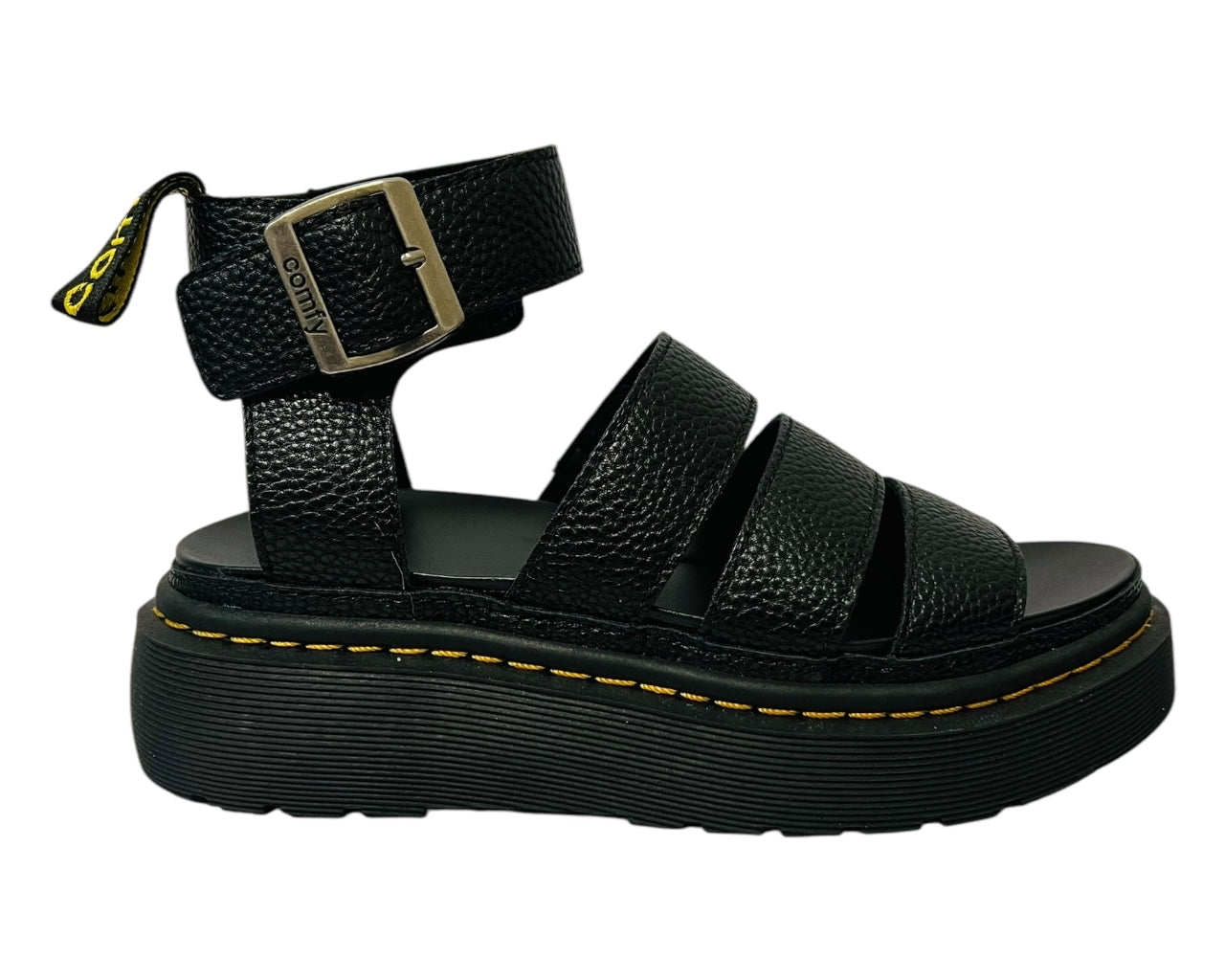 Women's Faux Leather Chunky Sole Gladiator Sandals Black