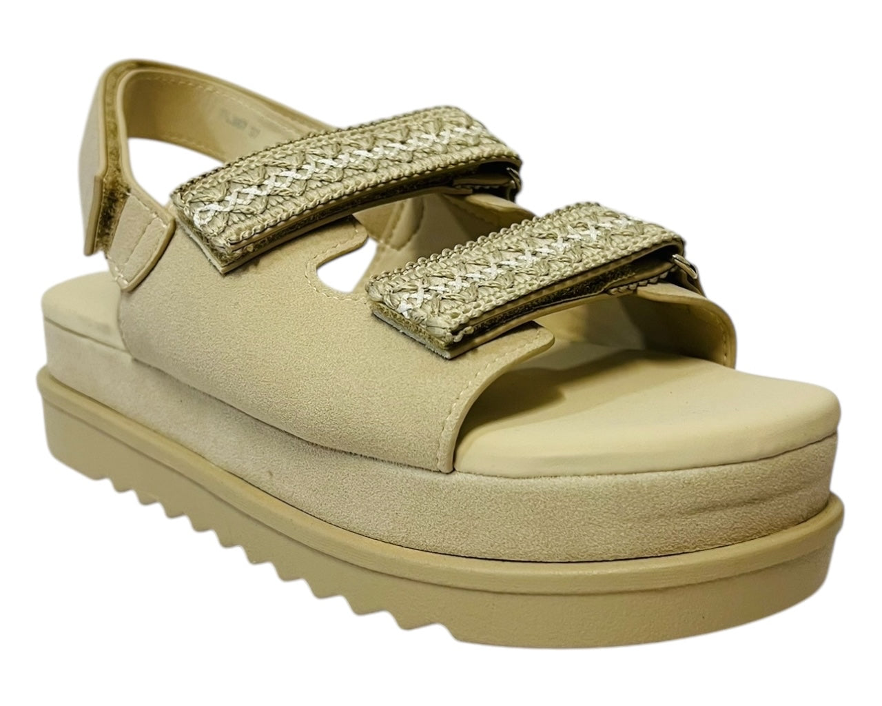 Women's Faux Leather Double Strap Chunky Sole Sandals