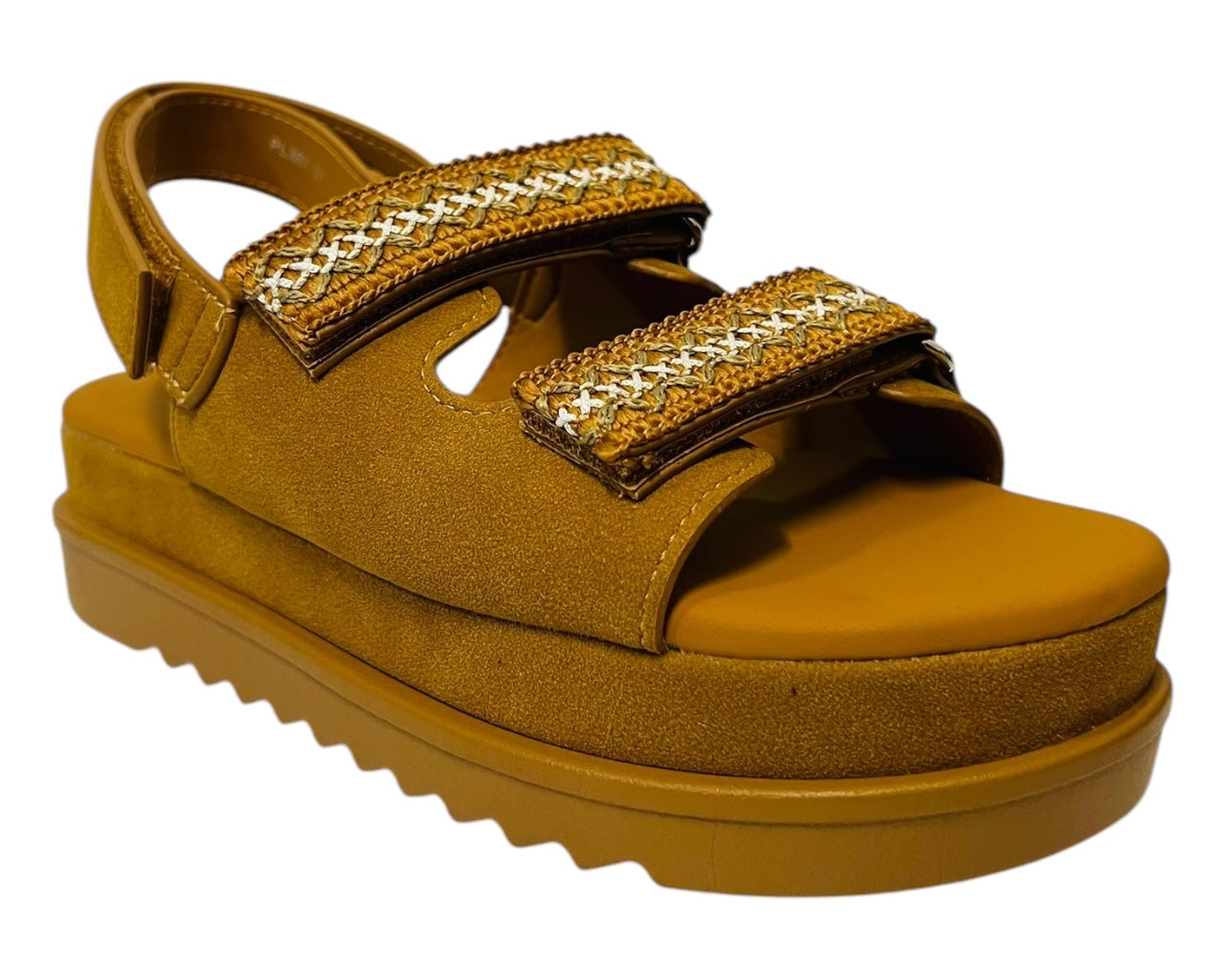 Women's Faux Leather Double Strap Chunky Sole Sandals