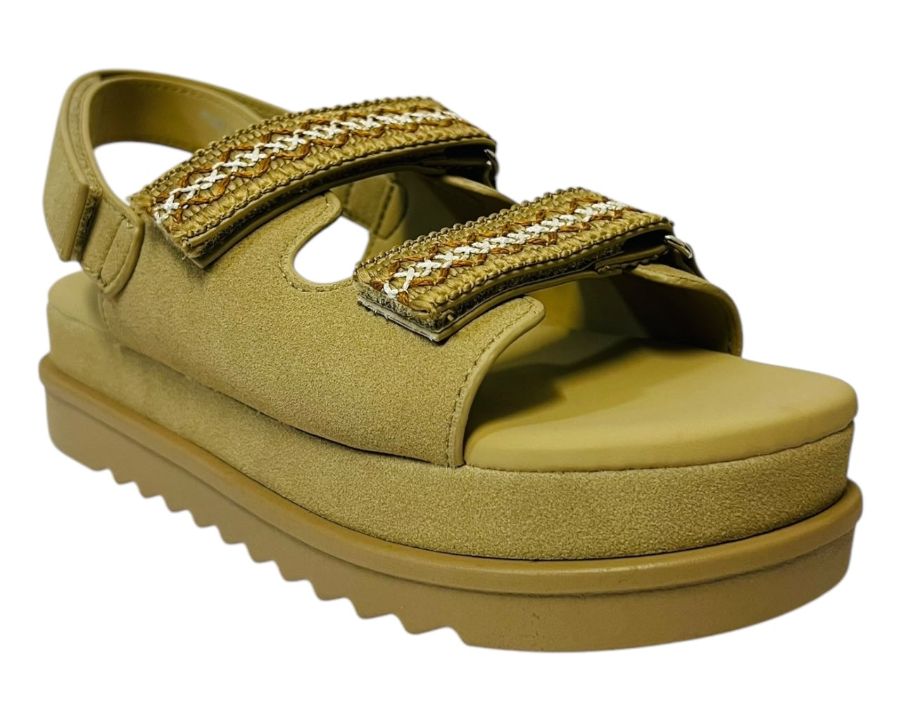 Women's Faux Leather Double Strap Chunky Sole Sandals