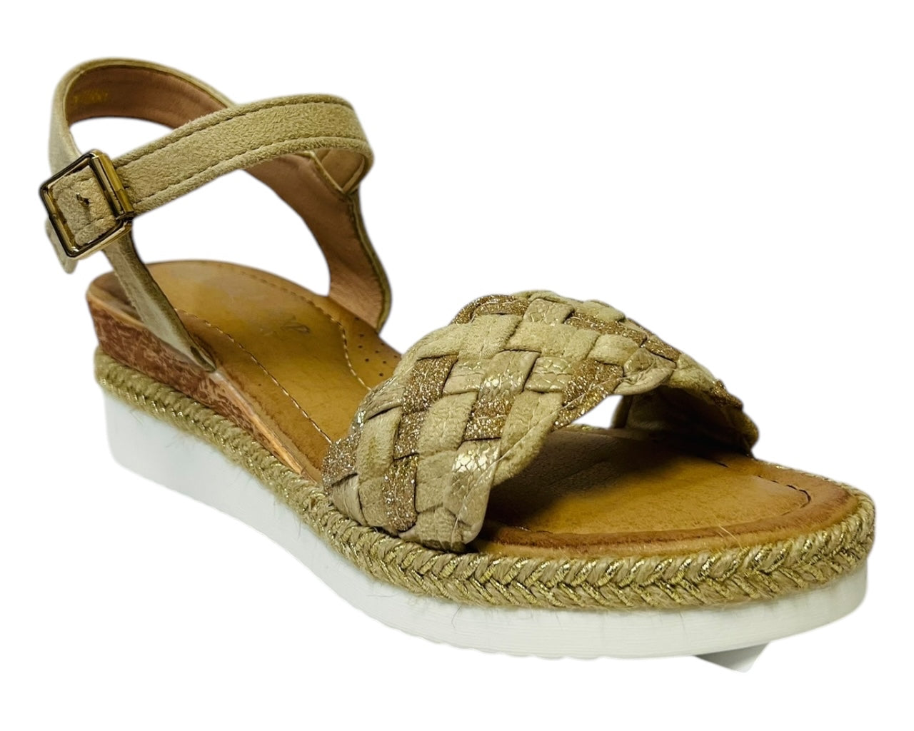 Women's Faux Leather Padded Ankle Strap Wedge Sandals