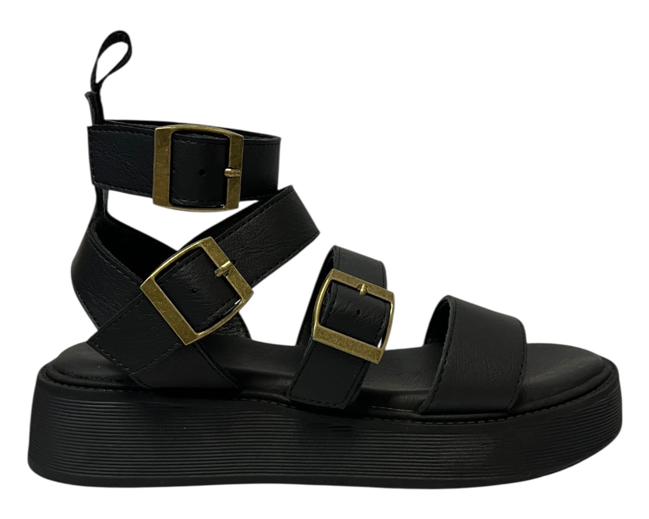 Women's Ankle Strap Platform Gladiator Sandals Black