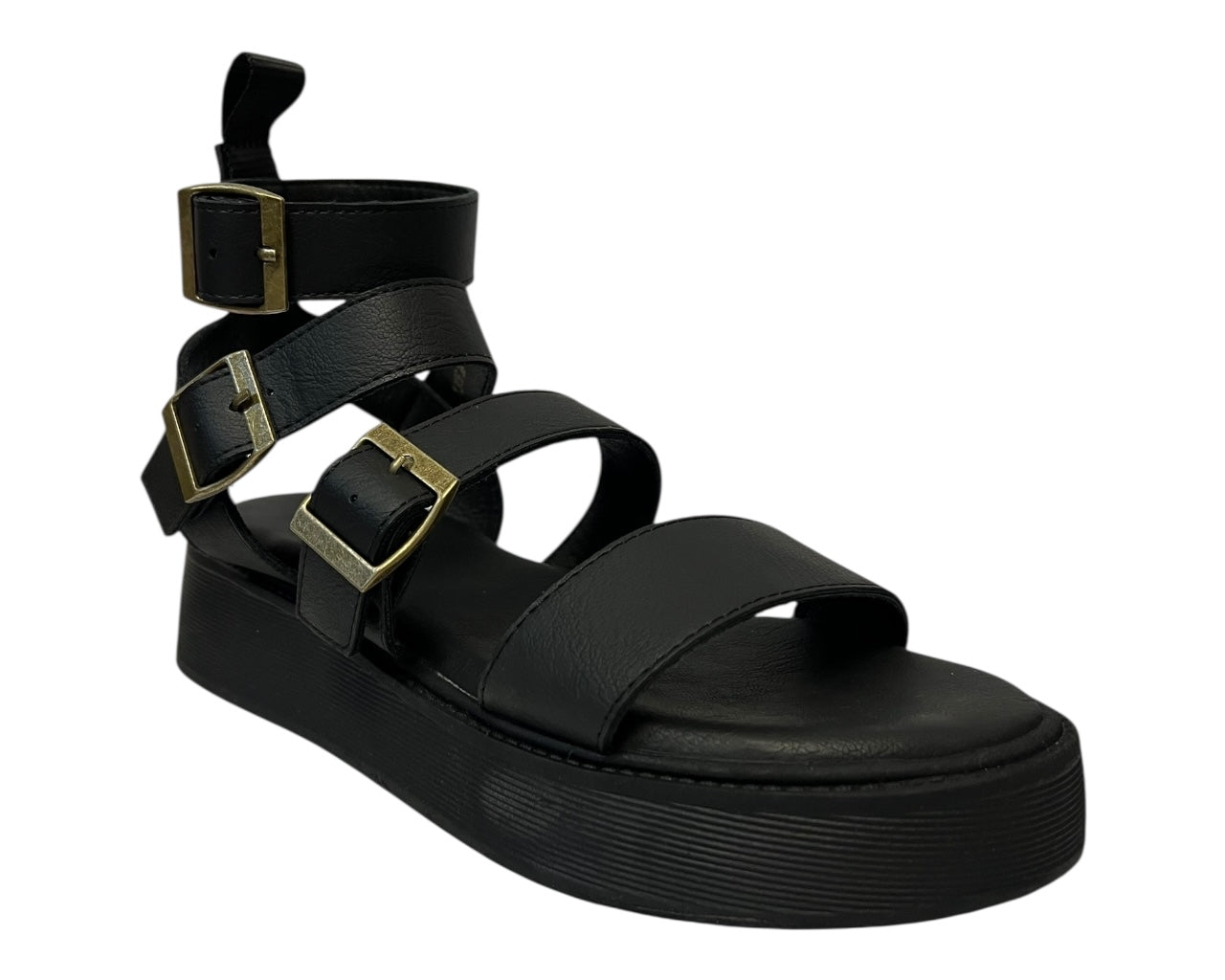 Women's Ankle Strap Platform Gladiator Sandals Black