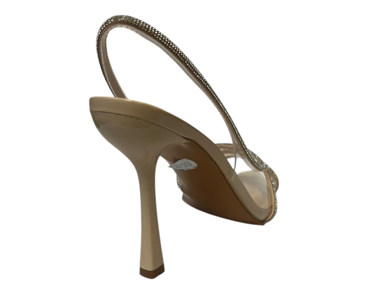 Women's Ankle Strap Rhinestone Stiletto Heel Shoes Beige