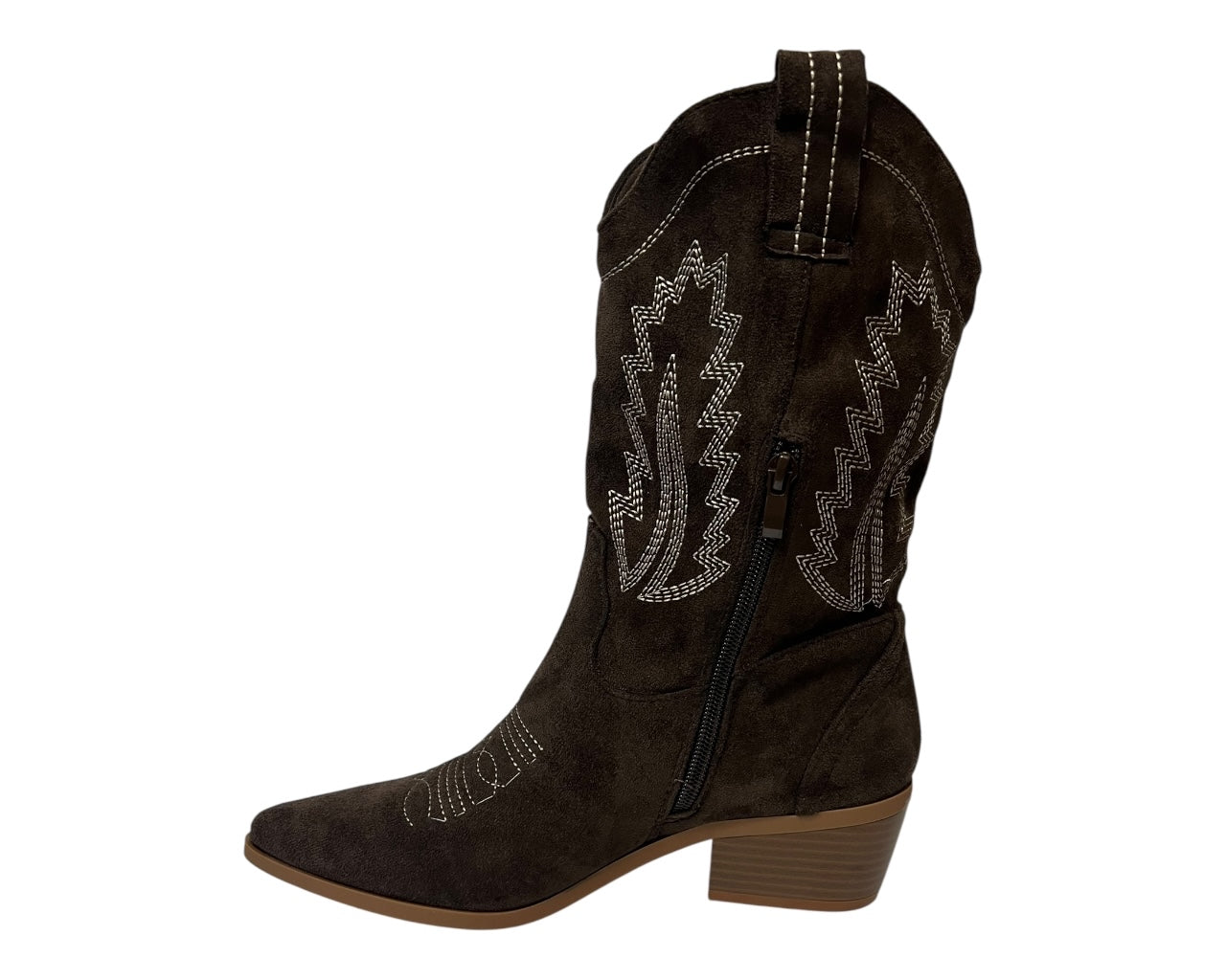 Women's Western Embroidered Cowboy Mid Calf Boots Brown