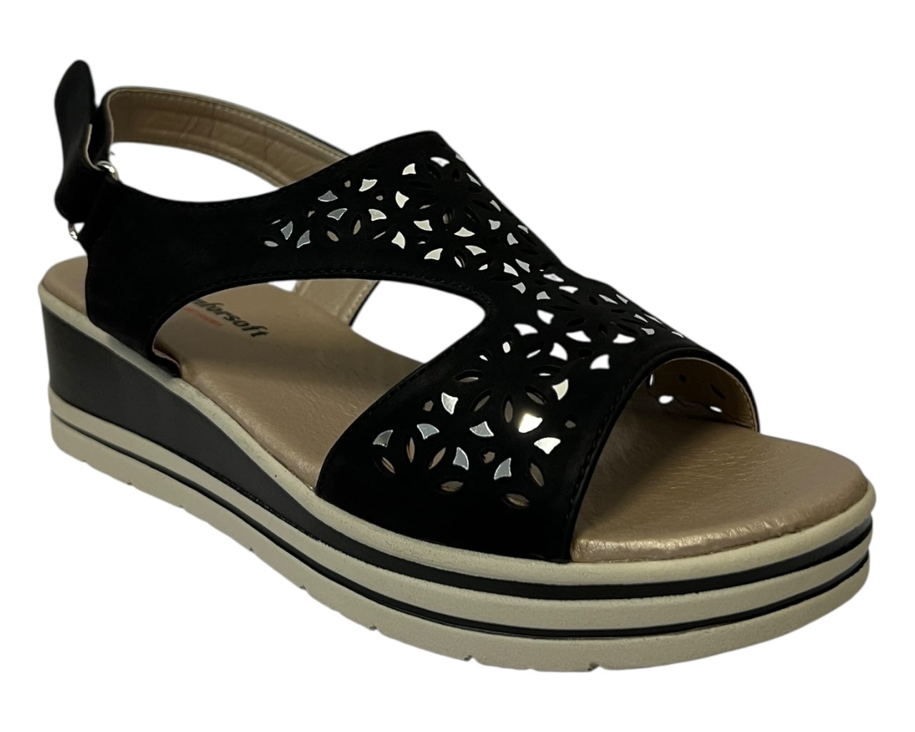 Women's Cushioned Wedge Sandals with Adjustable Ankle Strap