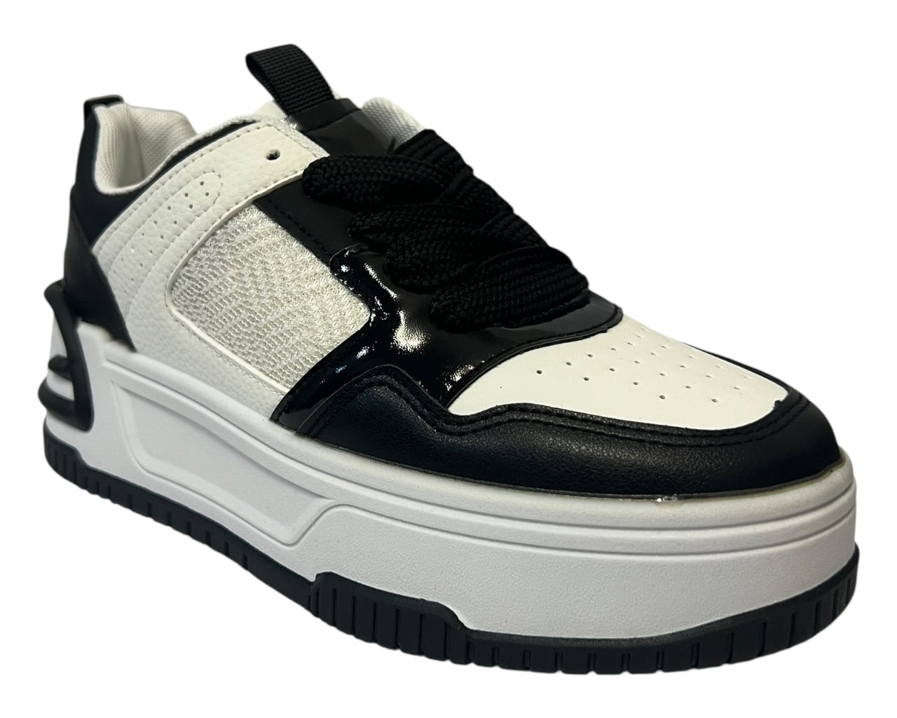 Faux Leather Chunky Sole Lace Up Trainers