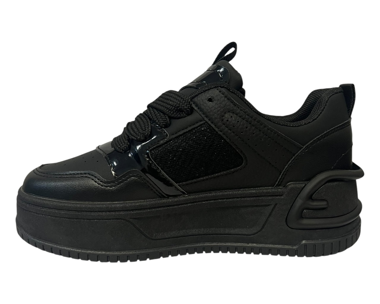 Faux Leather Chunky Sole Lace Up Trainers