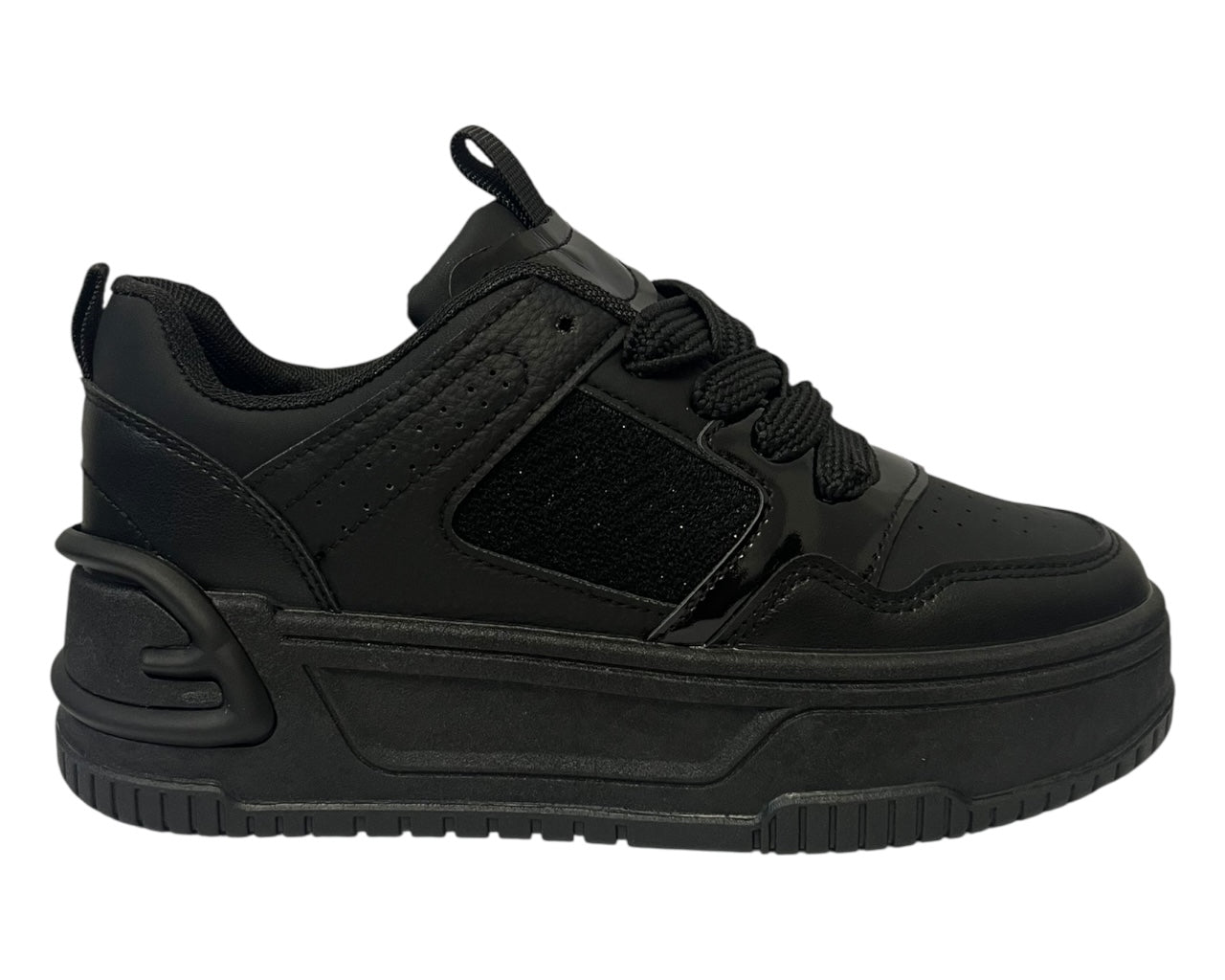 Faux Leather Chunky Sole Lace Up Trainers