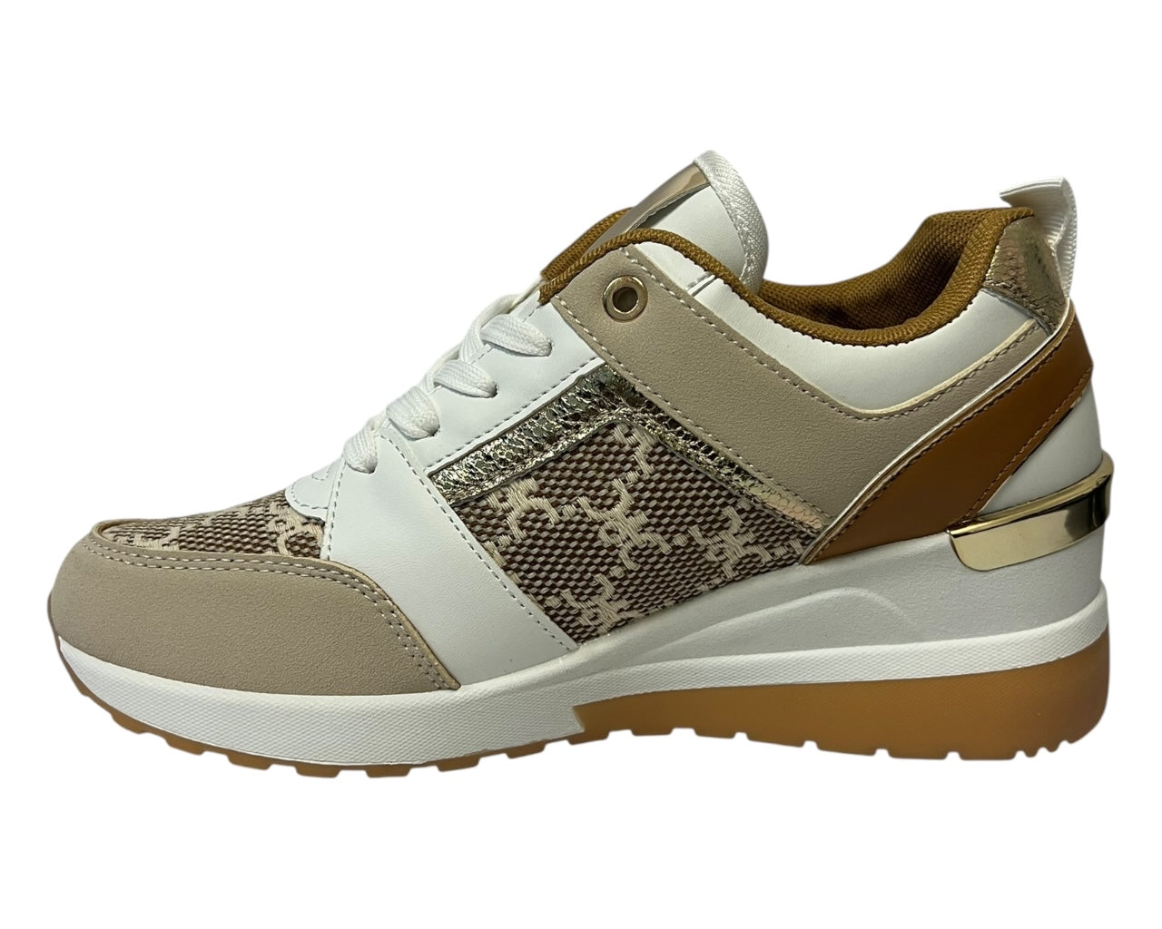 Faux Leather Chunky Sole Lace Up Trainers