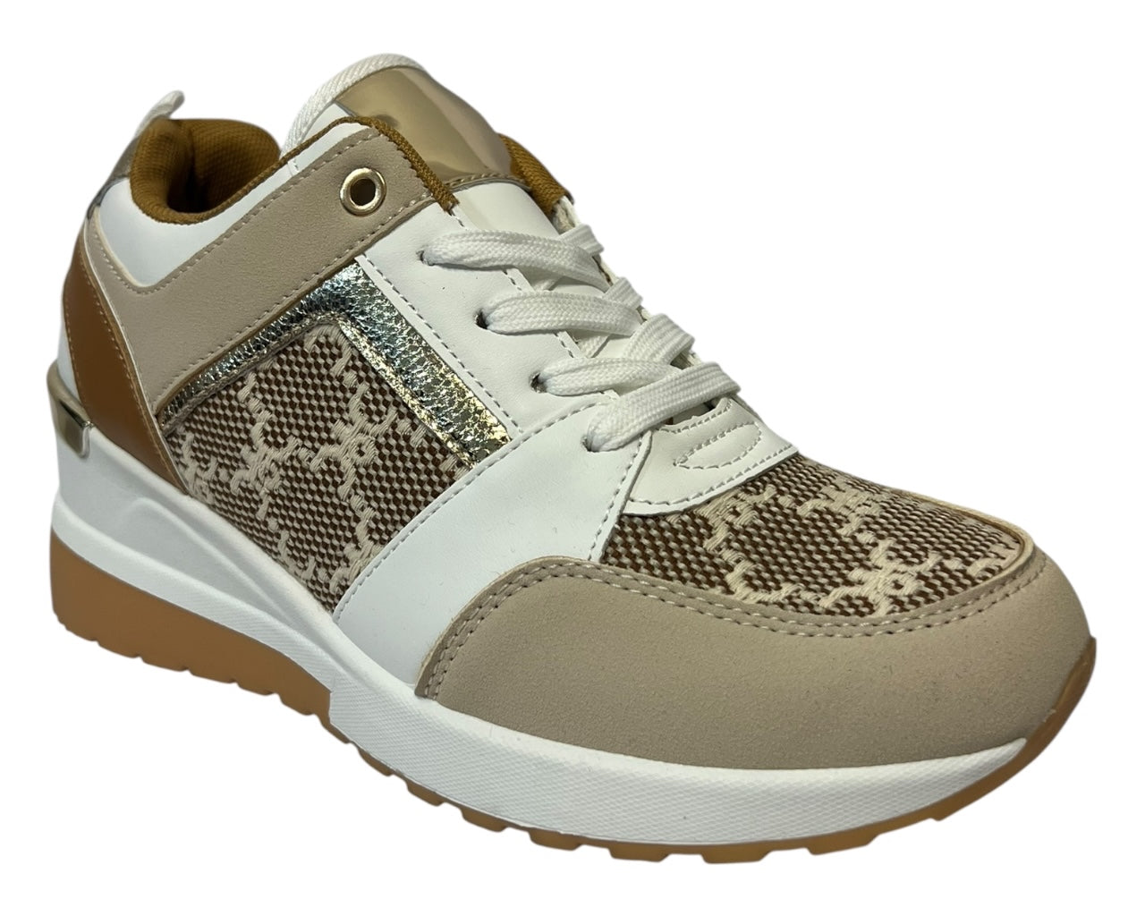 Faux Leather Chunky Sole Lace Up Trainers