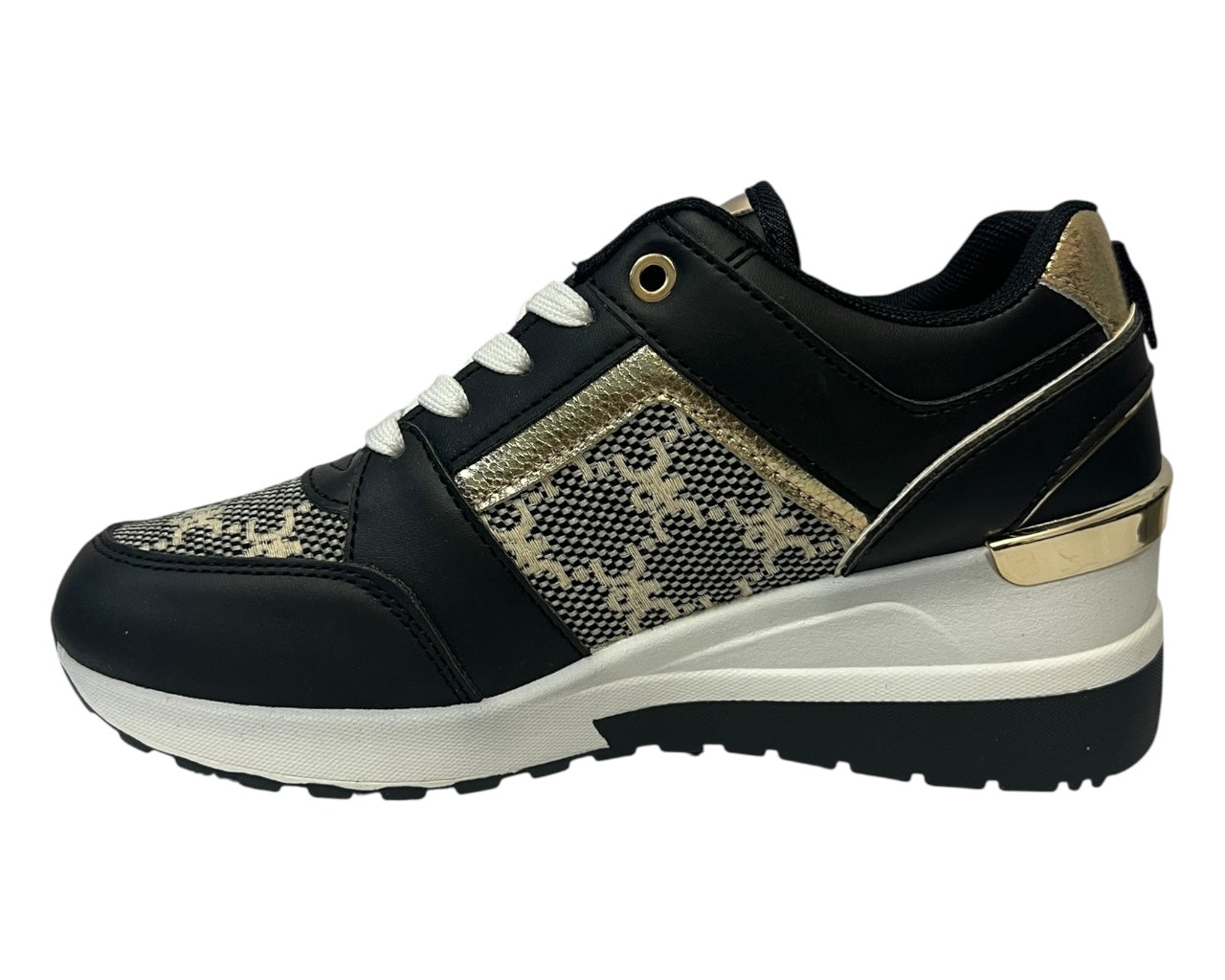 Faux Leather Chunky Sole Lace Up Trainers