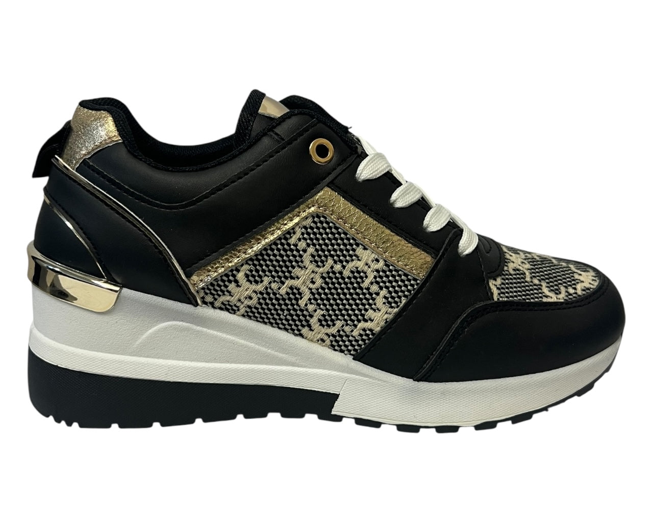Faux Leather Chunky Sole Lace Up Trainers