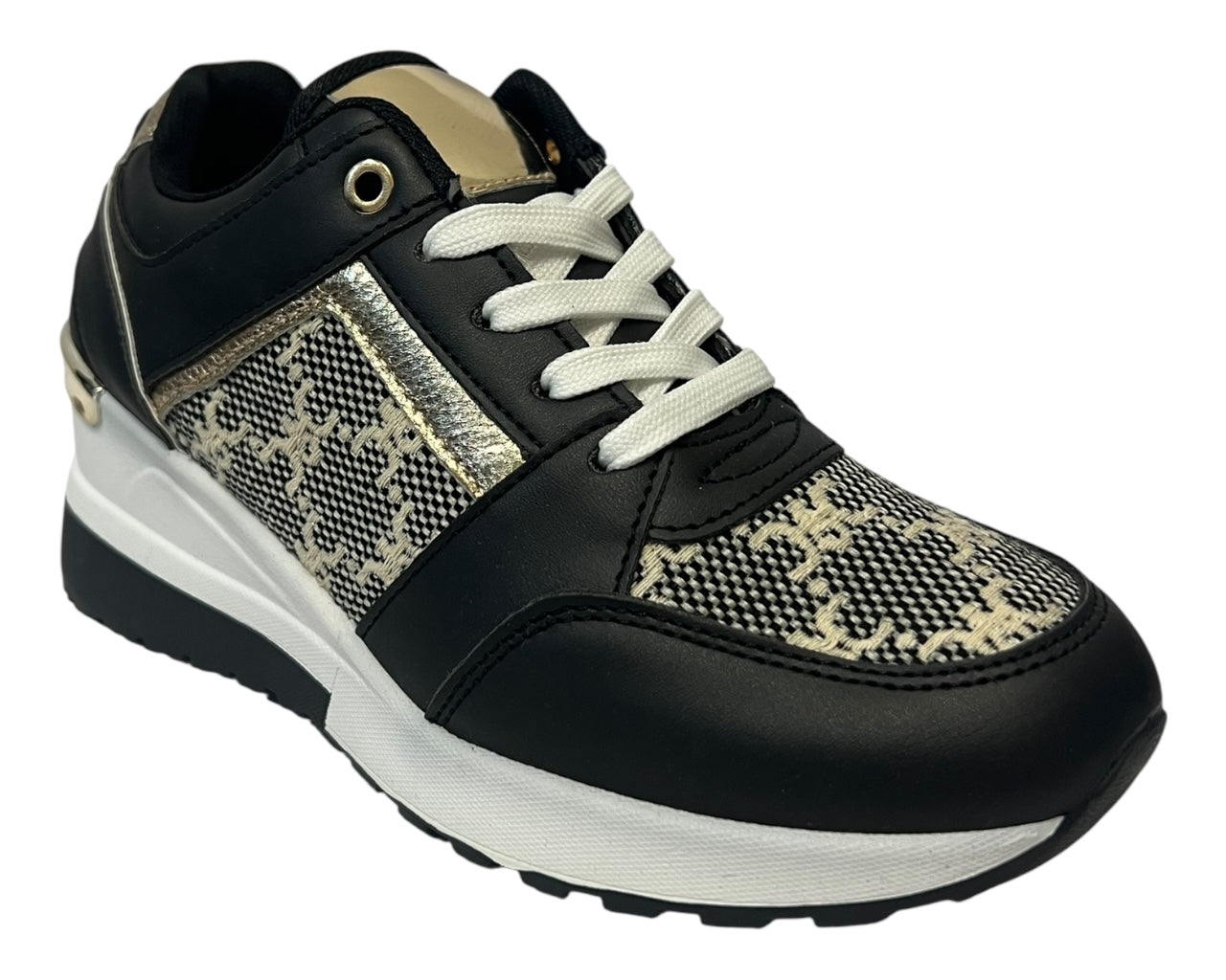 Faux Leather Chunky Sole Lace Up Trainers
