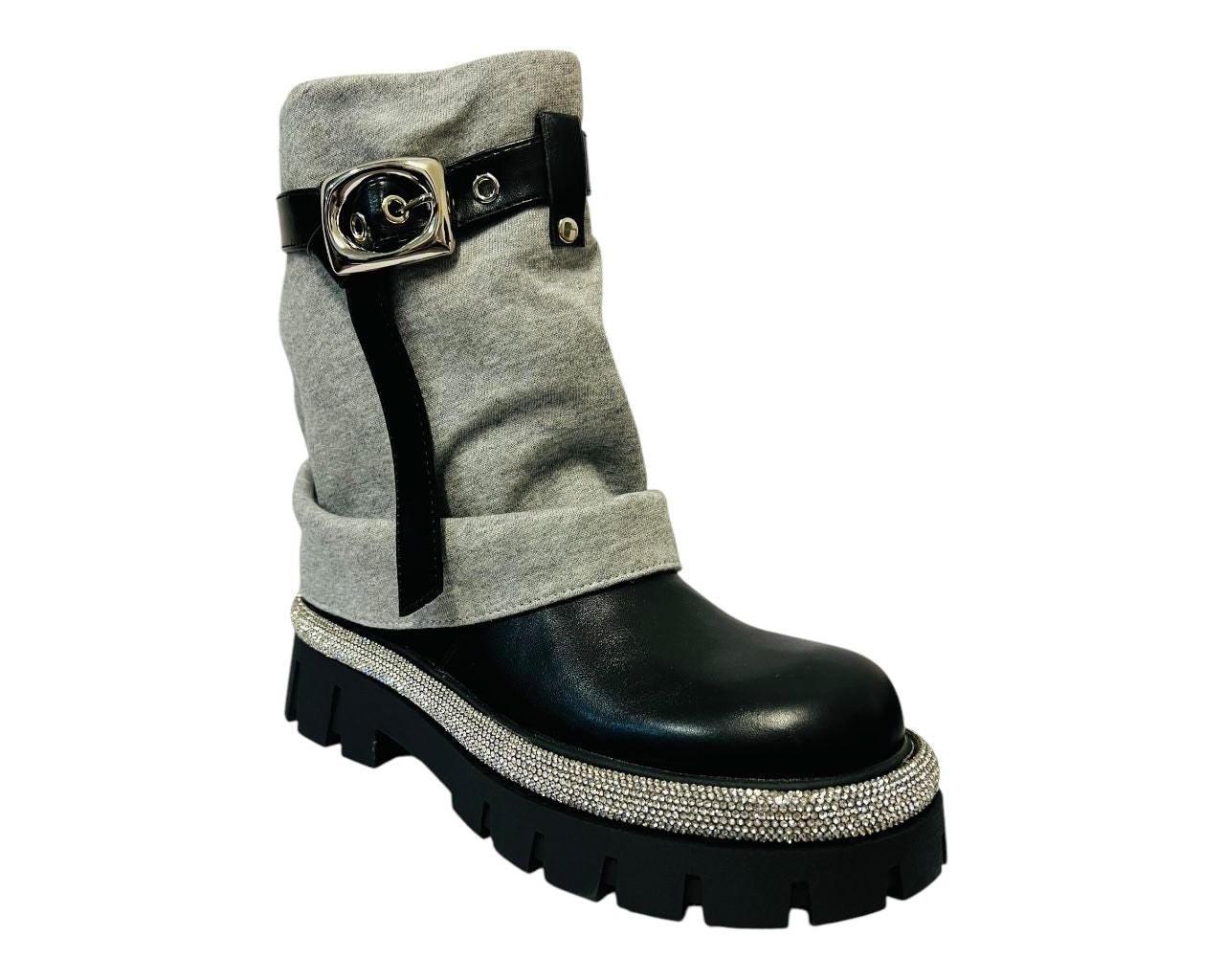 Women's Fold Over Rhinestone Ankle Boots